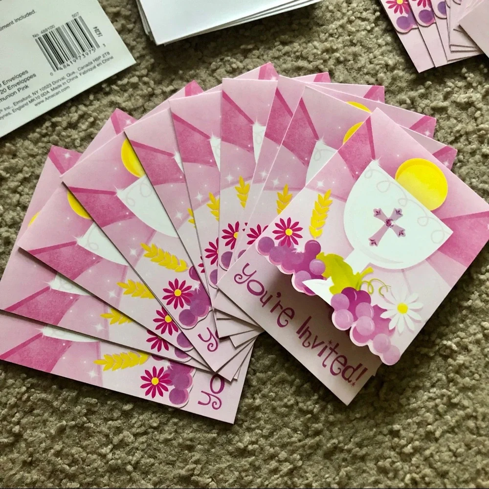 Pink First Communion Invitation & Thank You Set NWOT
